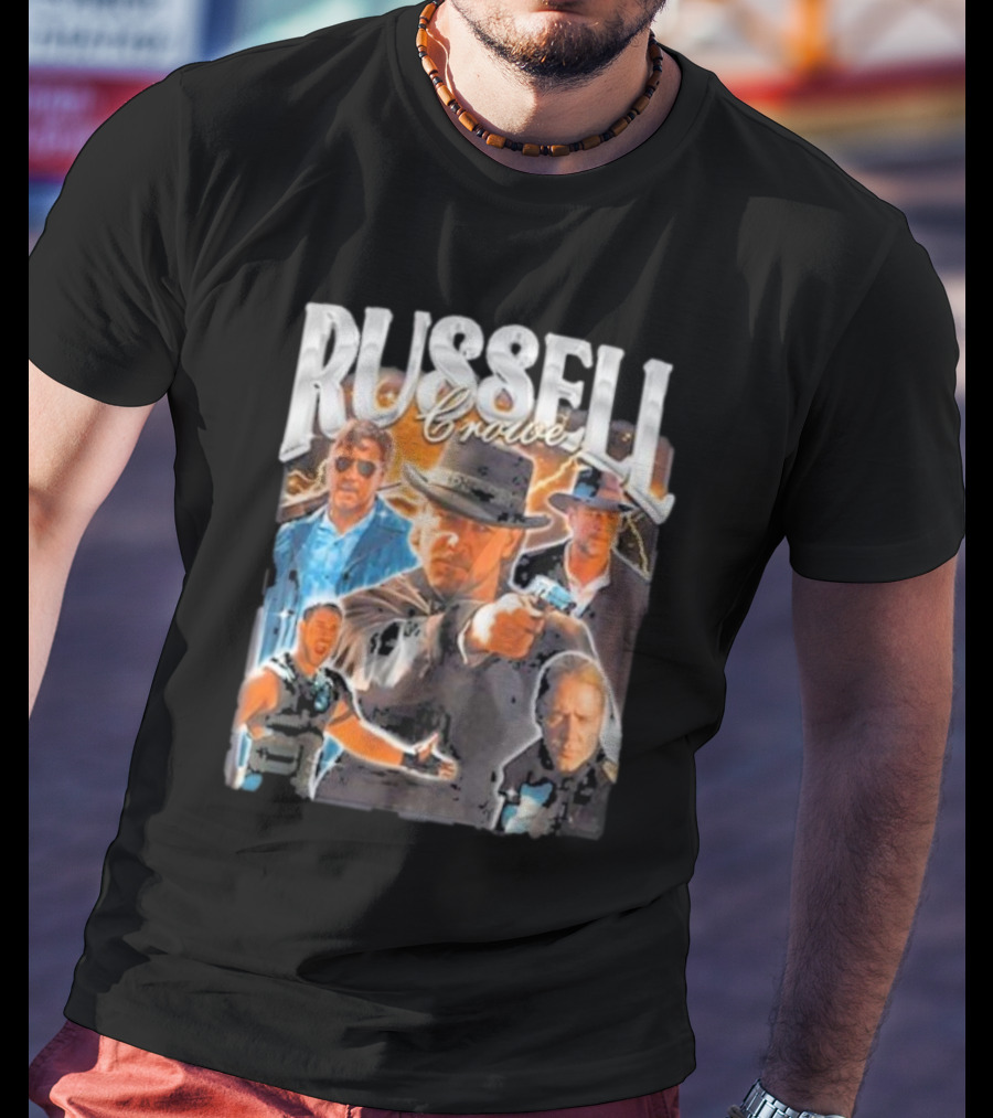Russell Crowe Retro 90s Vintage Movie Collage T-Shirt
