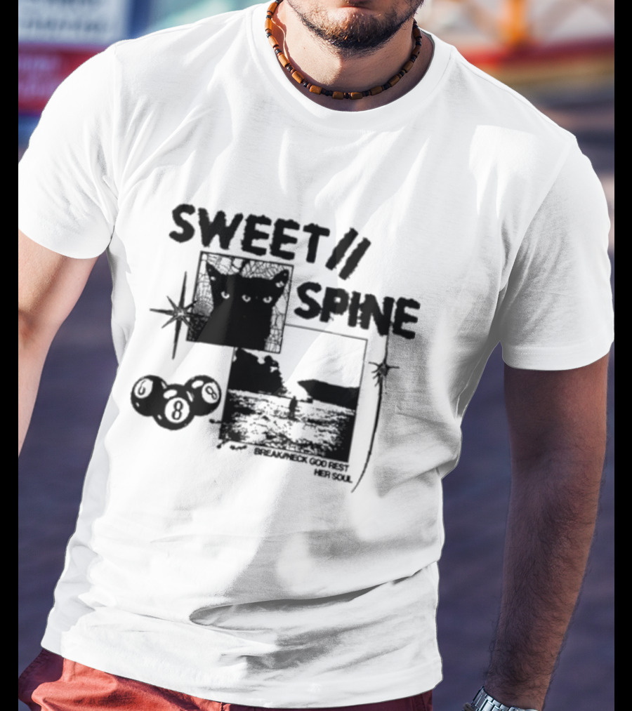 Sweet Spine Break Neck God Rest Her Soul Cat Eight Ball T-Shirt