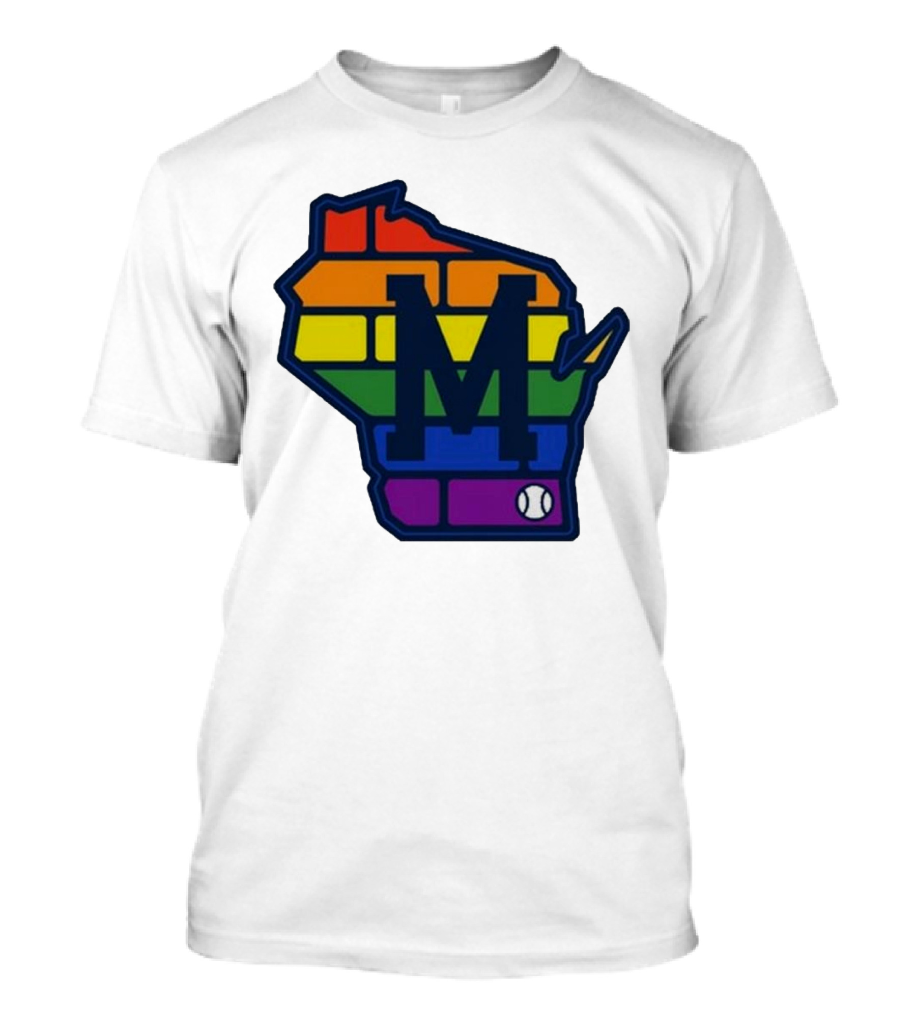 Aurora Health Care Brewers Pride Rainbow Wisconsin Baseball T-Shirt