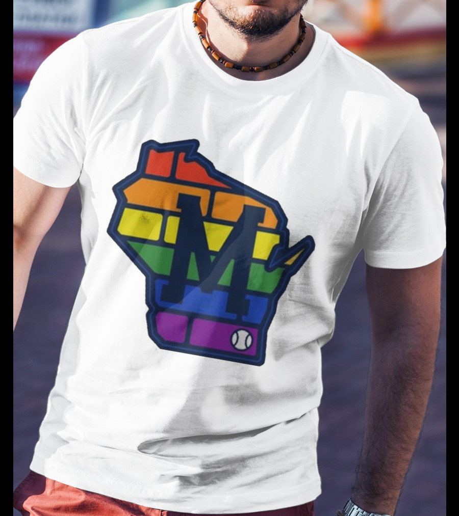 Aurora Health Care Brewers Pride Rainbow Wisconsin Baseball T-Shirt