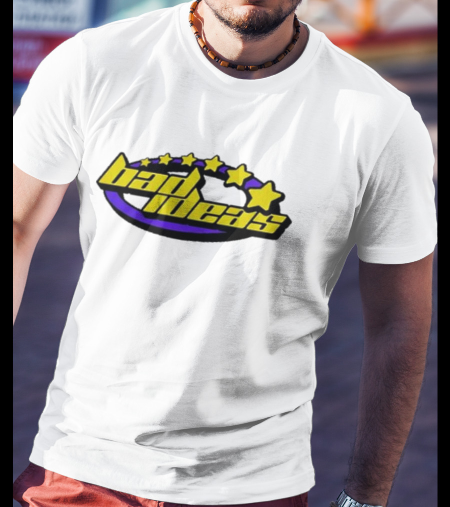 Bad Ideas Content Retro Five Stars Yellow And Purple T-Shirt