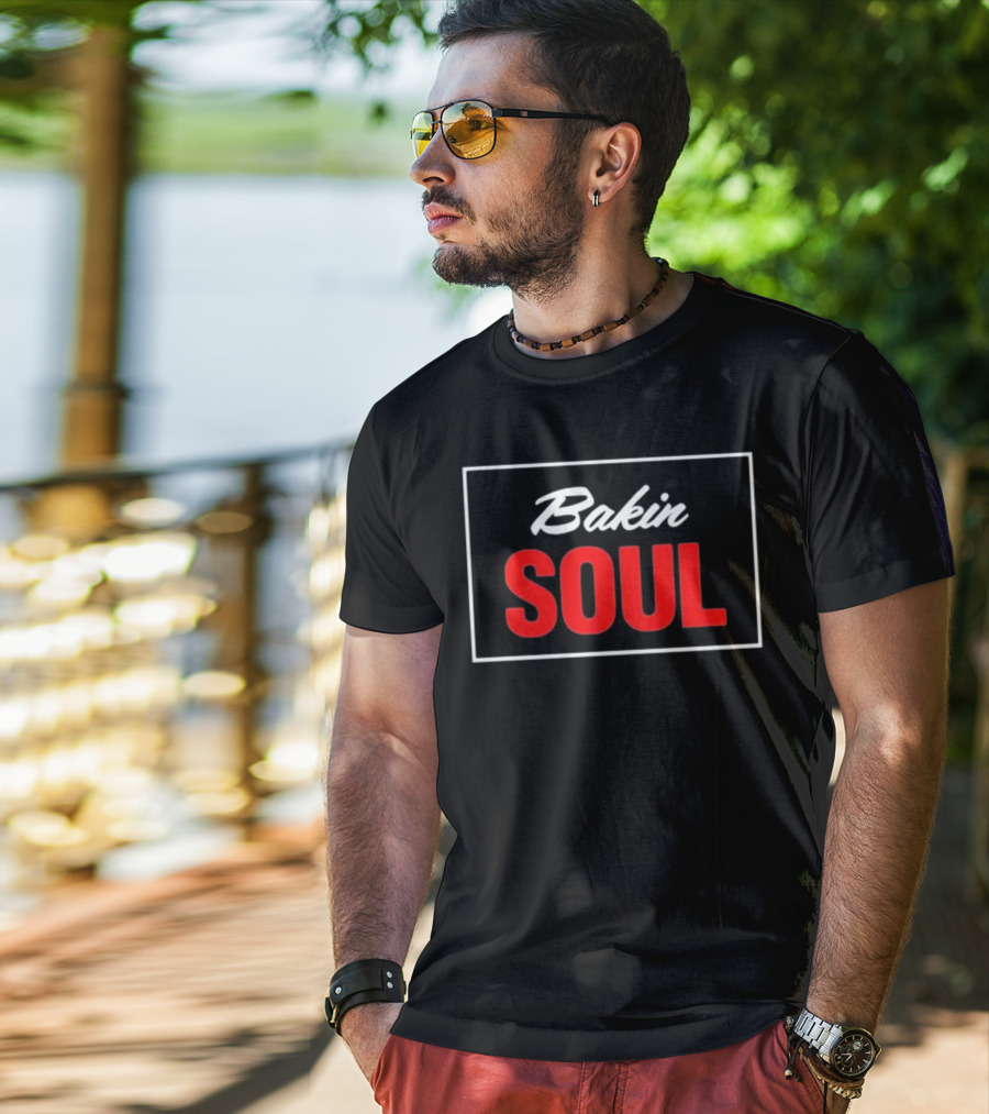 Bakin Soul Black And Red Bold Typography Block T-Shirt