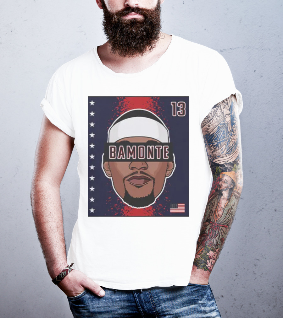 Bamonte 13 Stars And Stripes Illustration Bam Adebayo T-Shirt