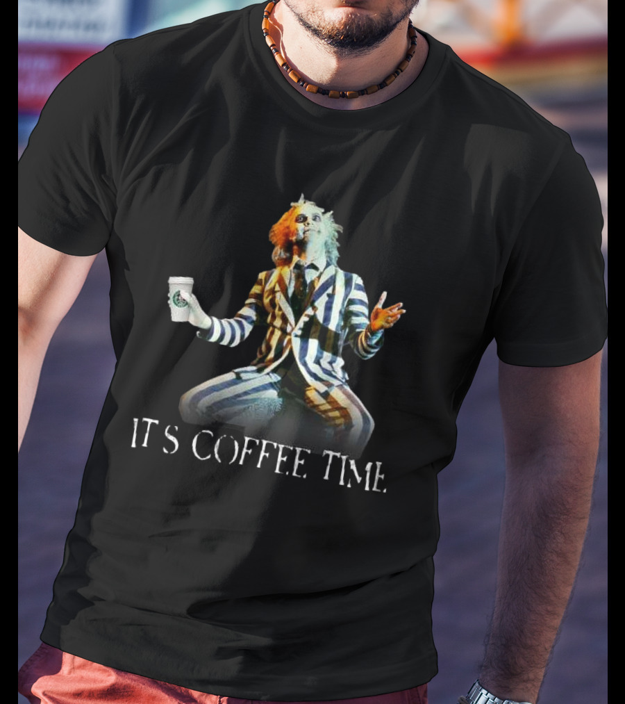 Beetlejuice Holding Coffee It’s Coffee Time T-Shirt