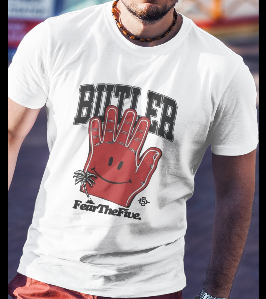 Butler Fear The Five SDSU Smiley Hand Palm Tree T-Shirt