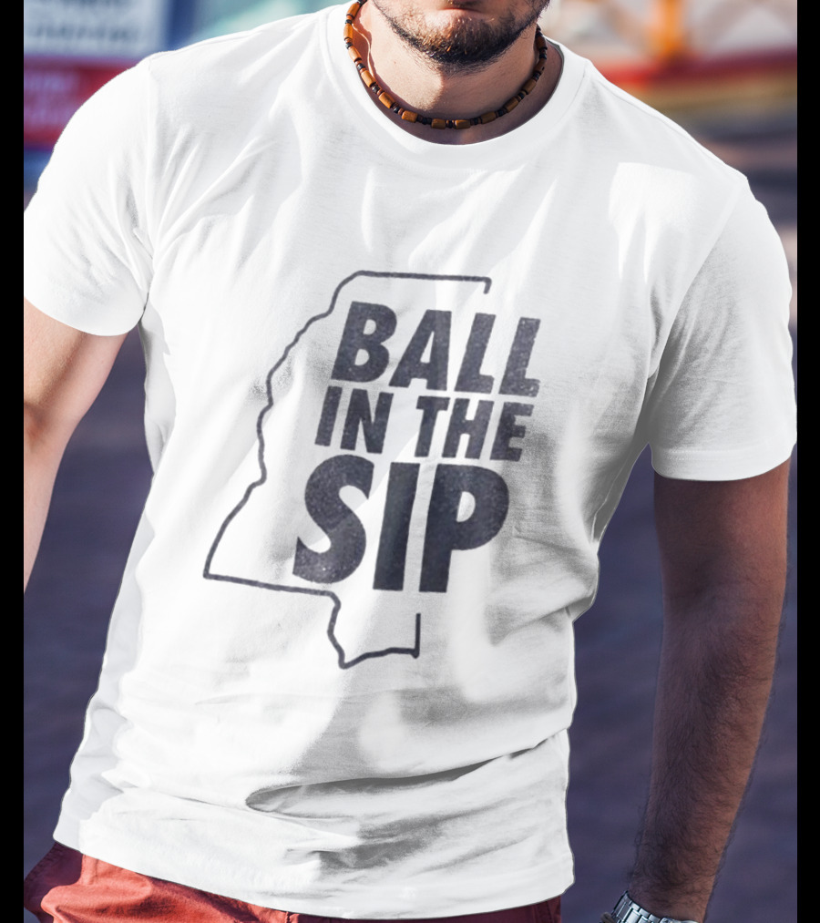 Ball In The Sip Mississippi Outline Lane Kiffin T-Shirt