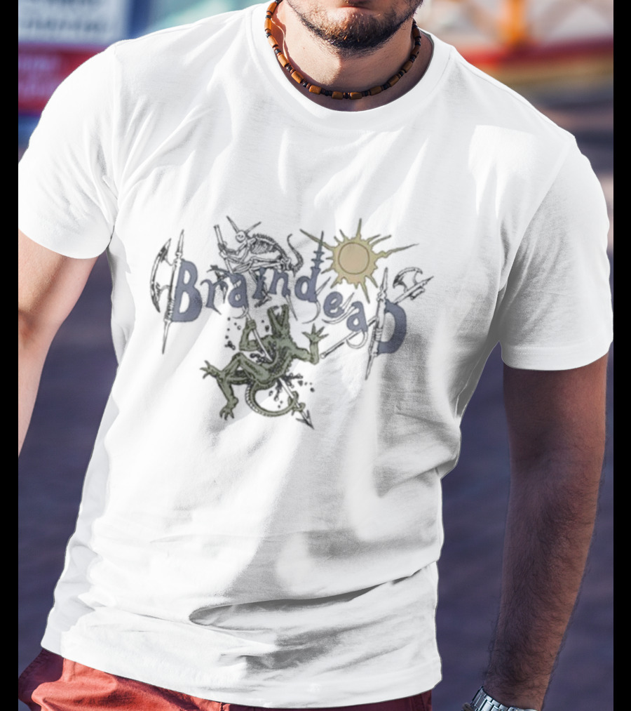 Braindead Lizard Man With Axes And Sun T-Shirt