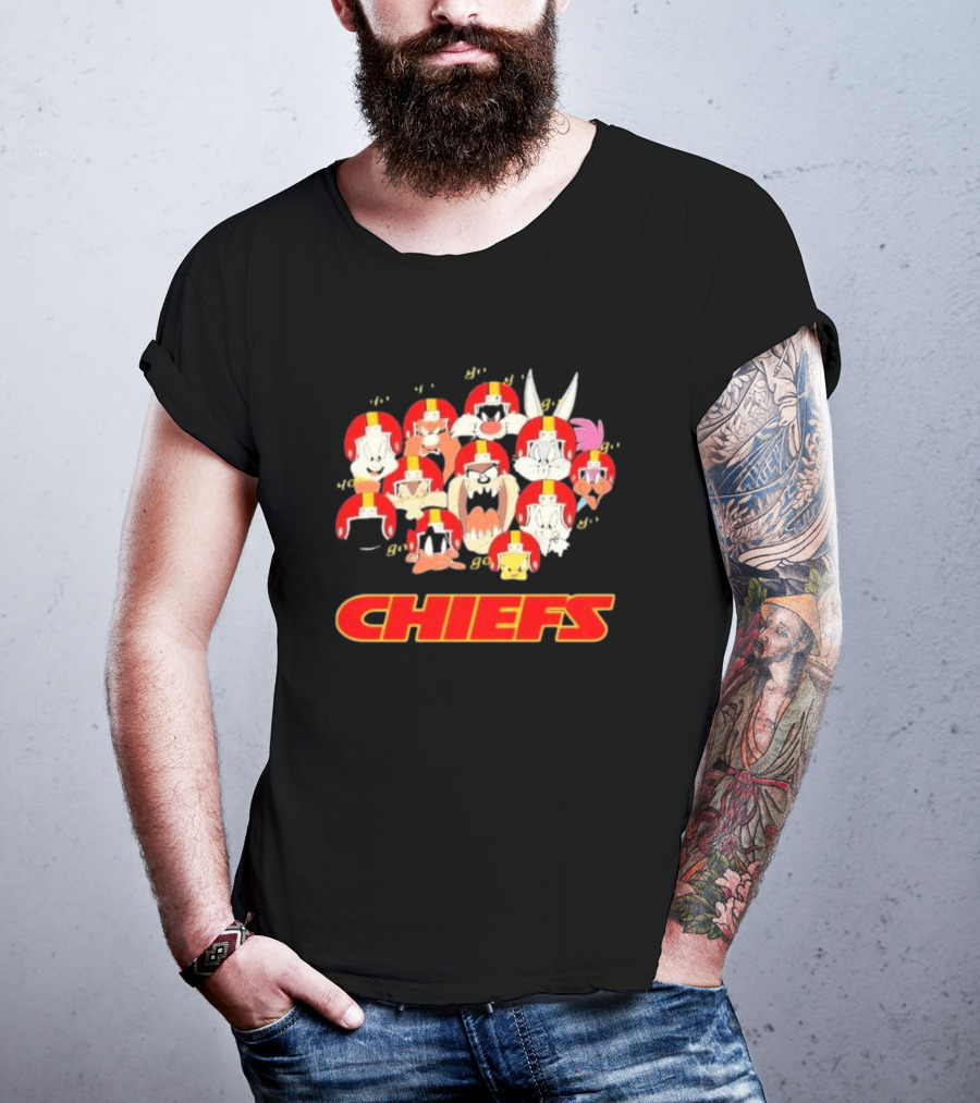 Looney Tunes Characters Chiefs Helmets Kansas City Chiefs T-Shirt