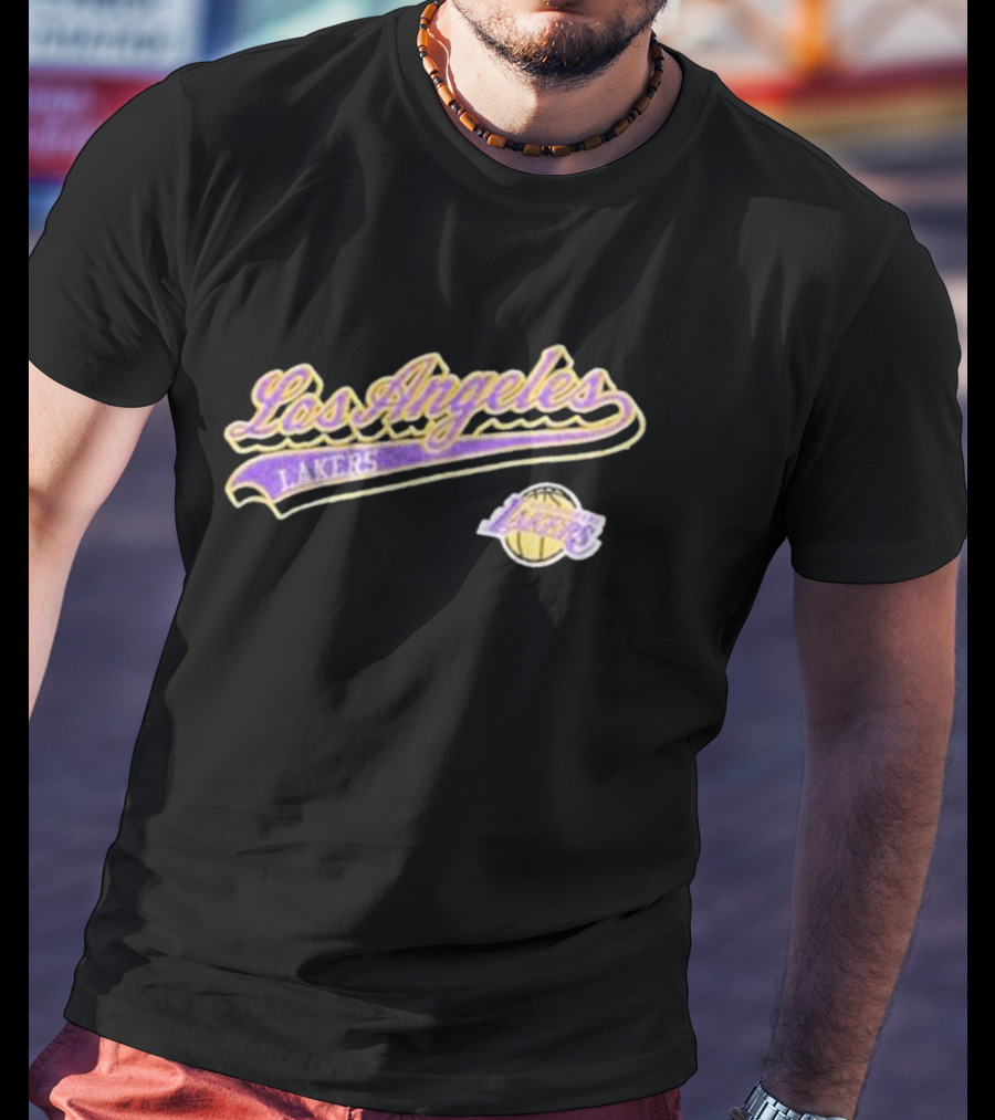 Los Angeles Lakers Script Logo Basketball T-Shirt