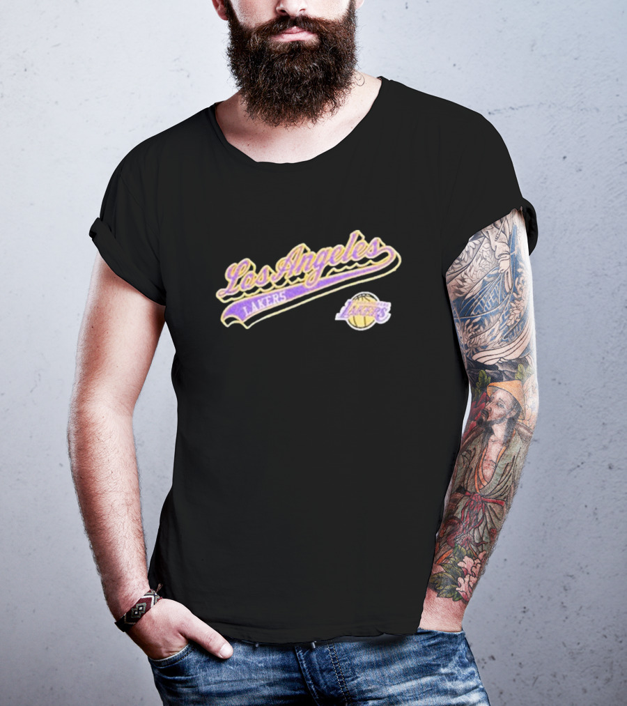 Los Angeles Lakers Script Logo Basketball T-Shirt