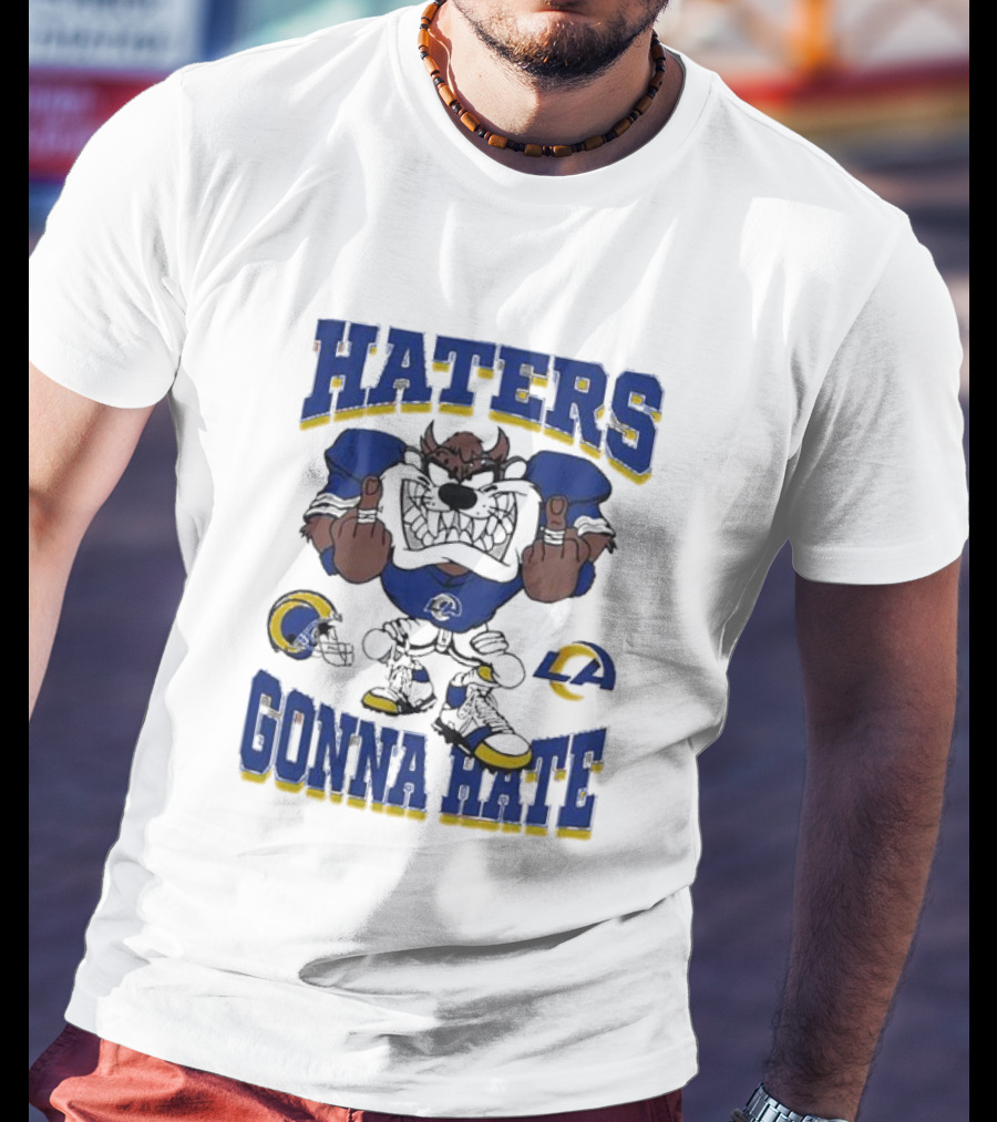 Haters Gonna Hate Los Angeles Rams Mascot Blue And Yellow Football Fan Attitude T-Shirt