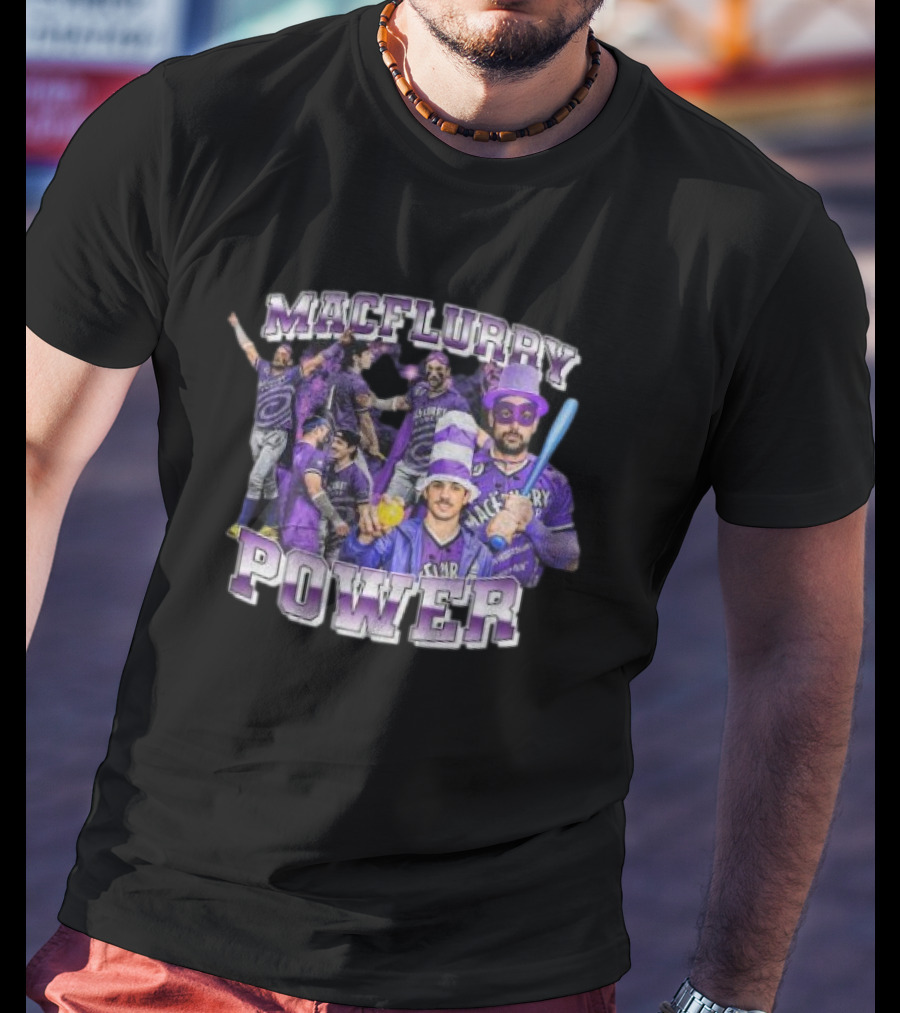 Macflurry Power 90’s Team Purple Baseball Players In Costume T-Shirt