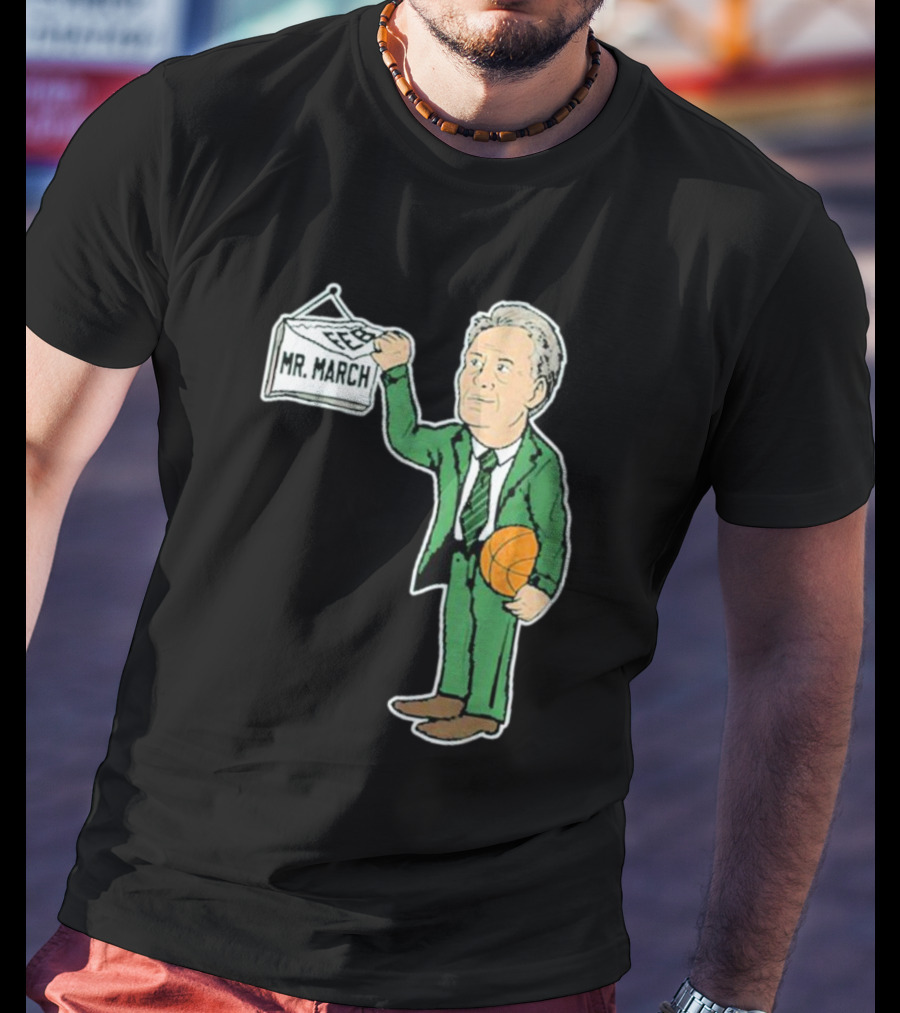 Mr. March Basketball Coach With Calendar In Green Suit Holding Basketball T-Shirt