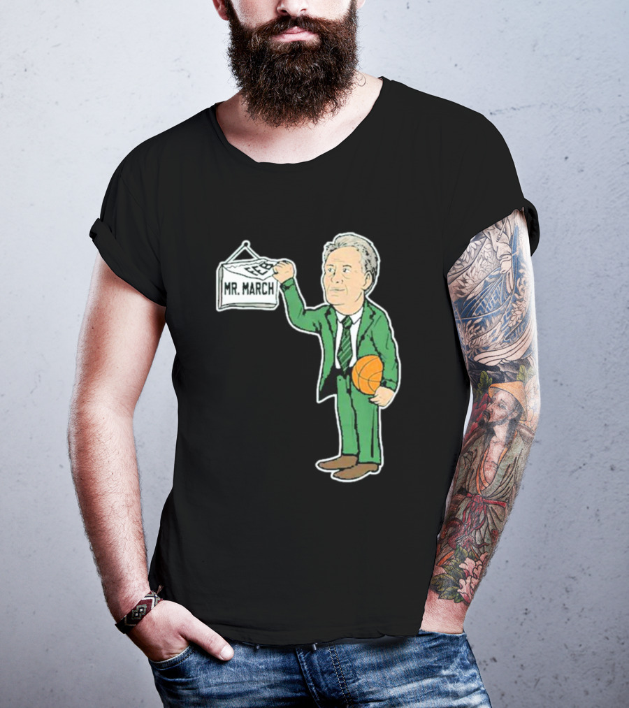 Mr. March Basketball Coach With Calendar In Green Suit Holding Basketball T-Shirt