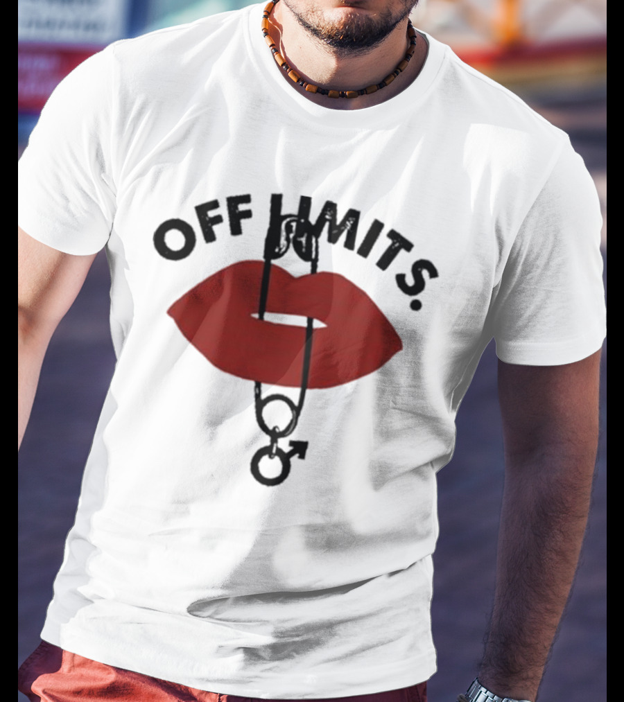 Munawar Faruqui Off Limits Red Lips Safety Pin T-Shirt