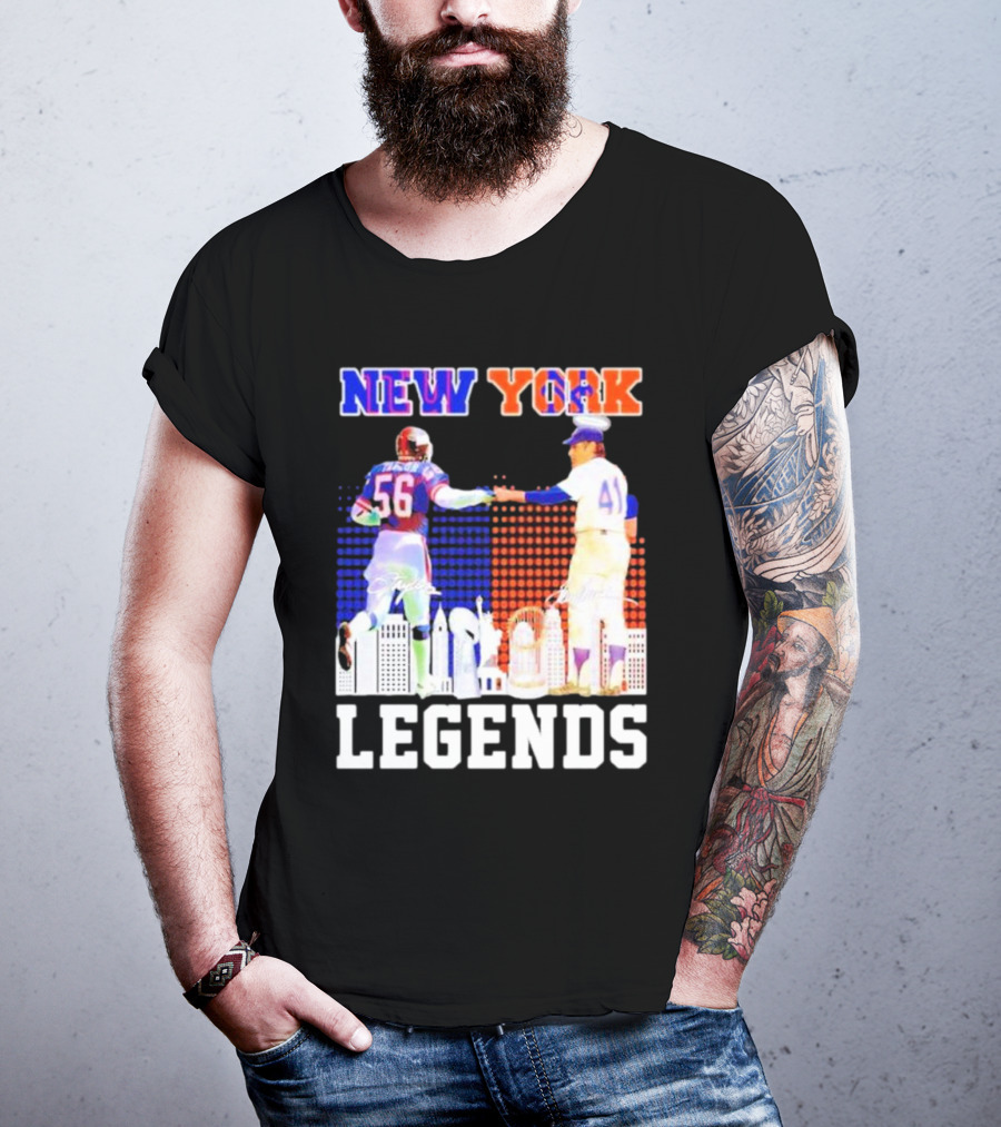New York Lawrence Taylor Tom Seaver Legends Signatures T-Shirt