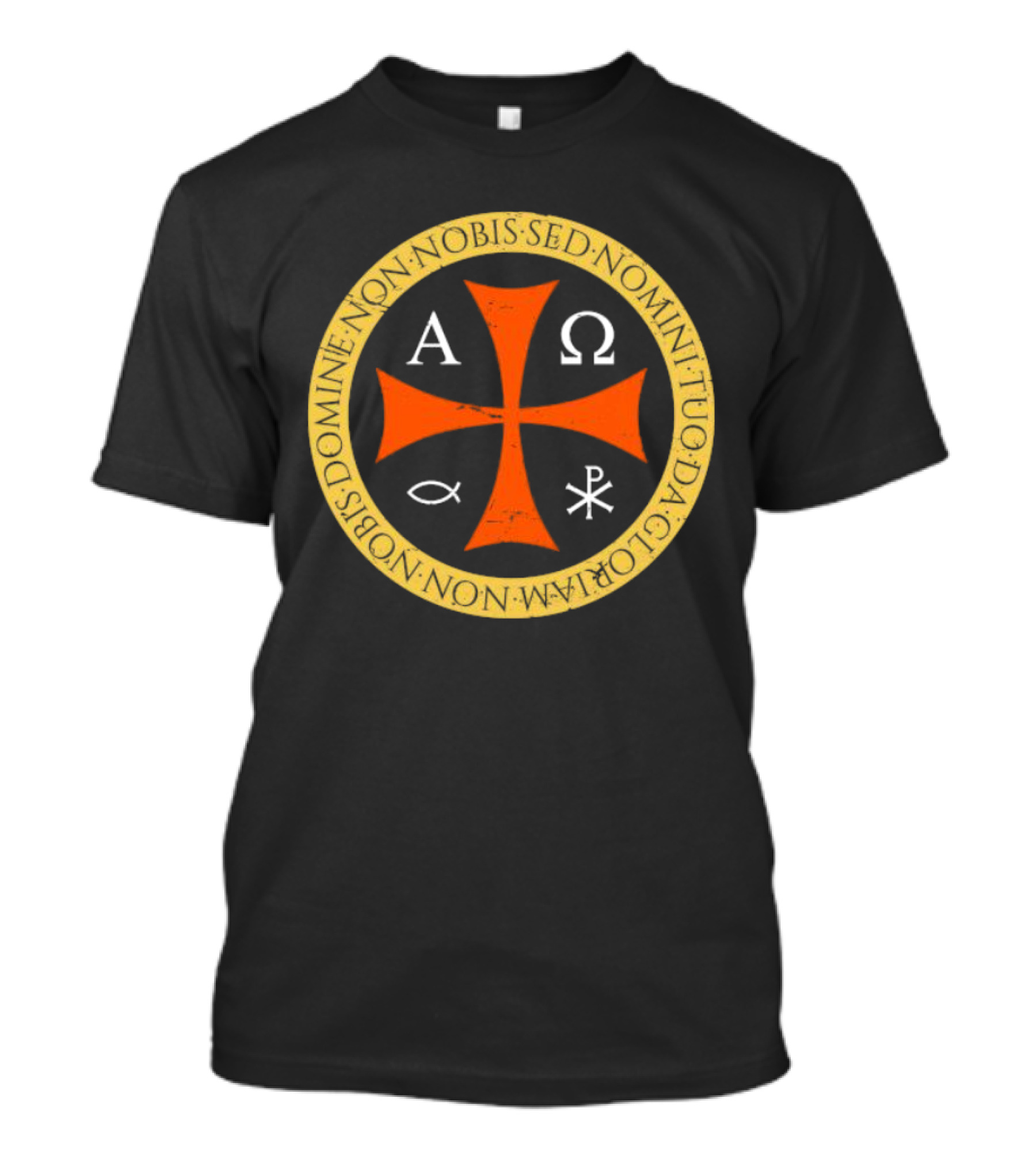 Non Nobis Domine Non Nobis Sed Nomini Tuo Da Gloriam Cross A Ω Χ Ρ Ιχθύς T-Shirt