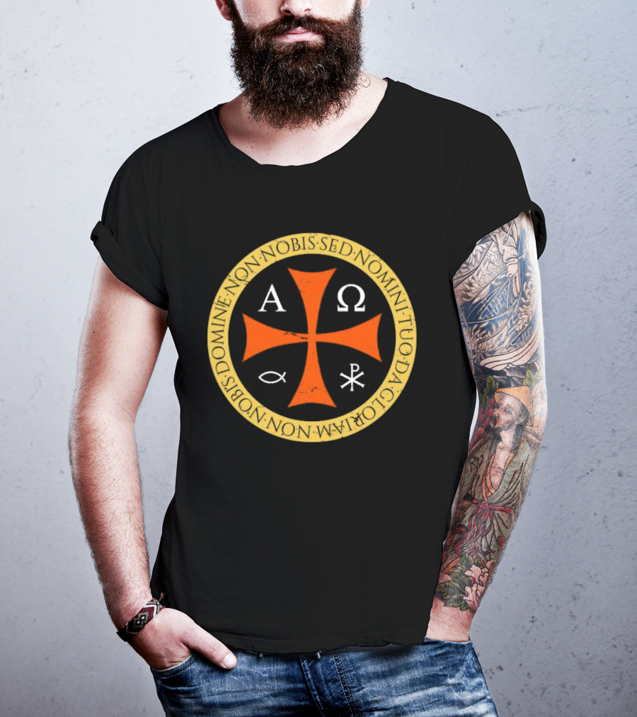 Non Nobis Domine Non Nobis Sed Nomini Tuo Da Gloriam Cross A Ω Χ Ρ Ιχθύς T-Shirt
