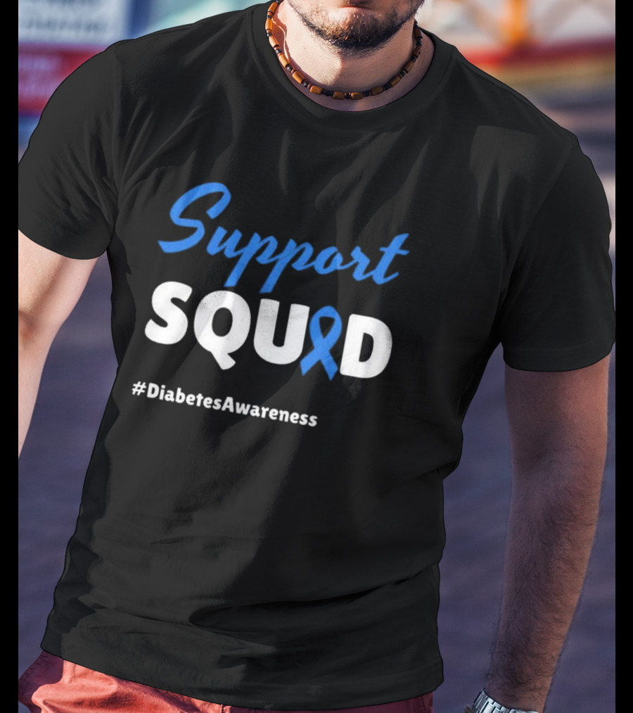 Support Squad Blue Ribbon #DiabetesAwareness T-Shirt