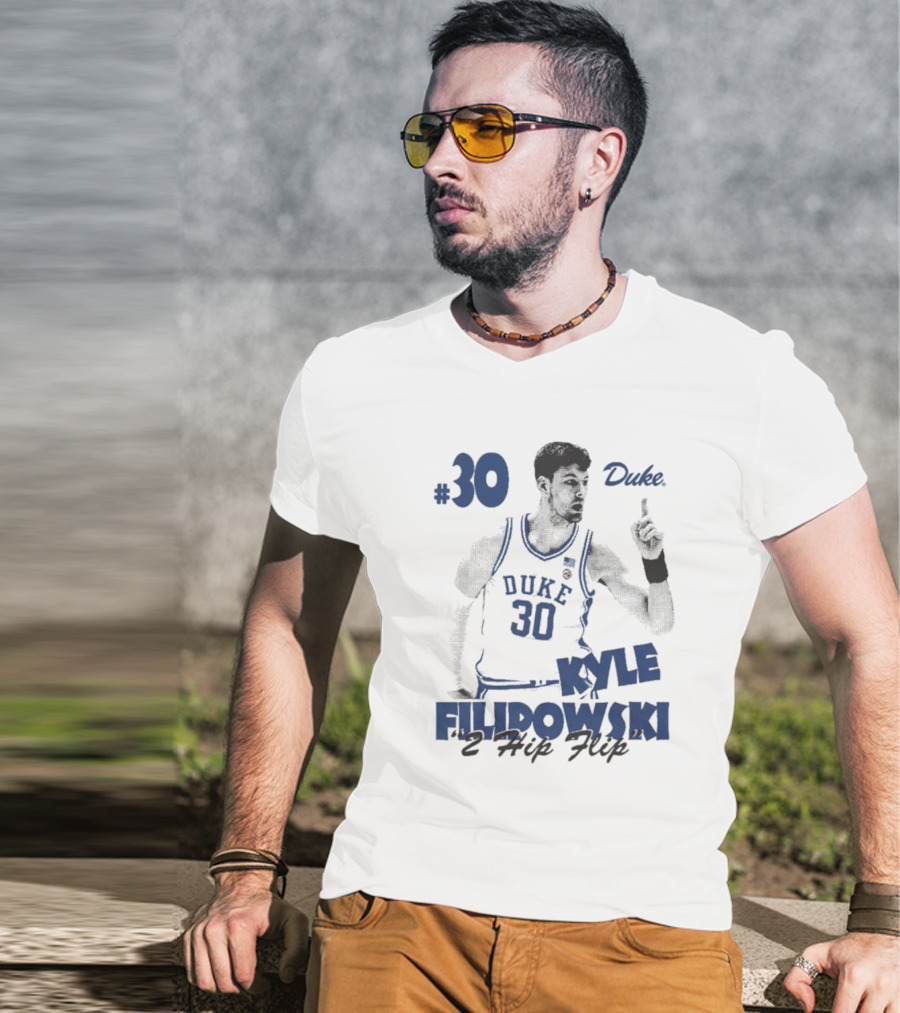Kyle Filipowski Duke #30 2 Hip Flip T-Shirt