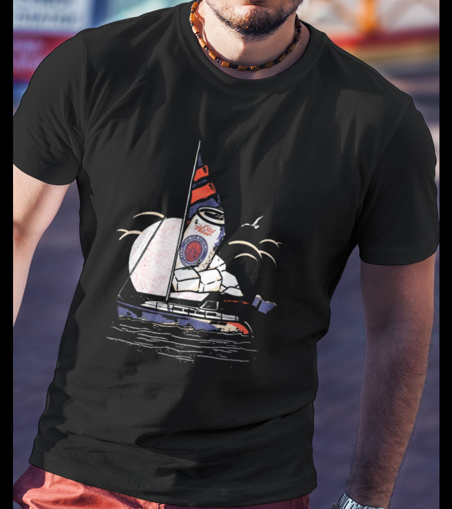 Old Milwaukee Can Sailboat Retro T-Shirt