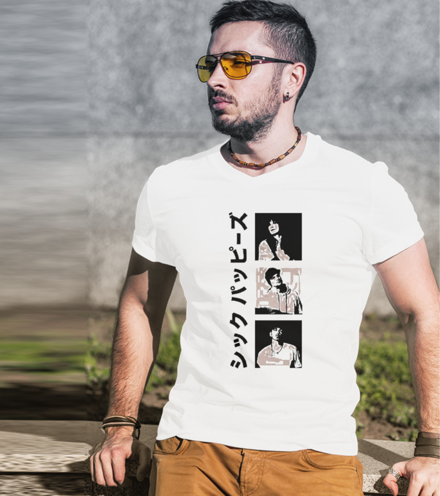 Sick Puppies Wave The Bull Square シックパピーズ Vertical Trio Image T-Shirt