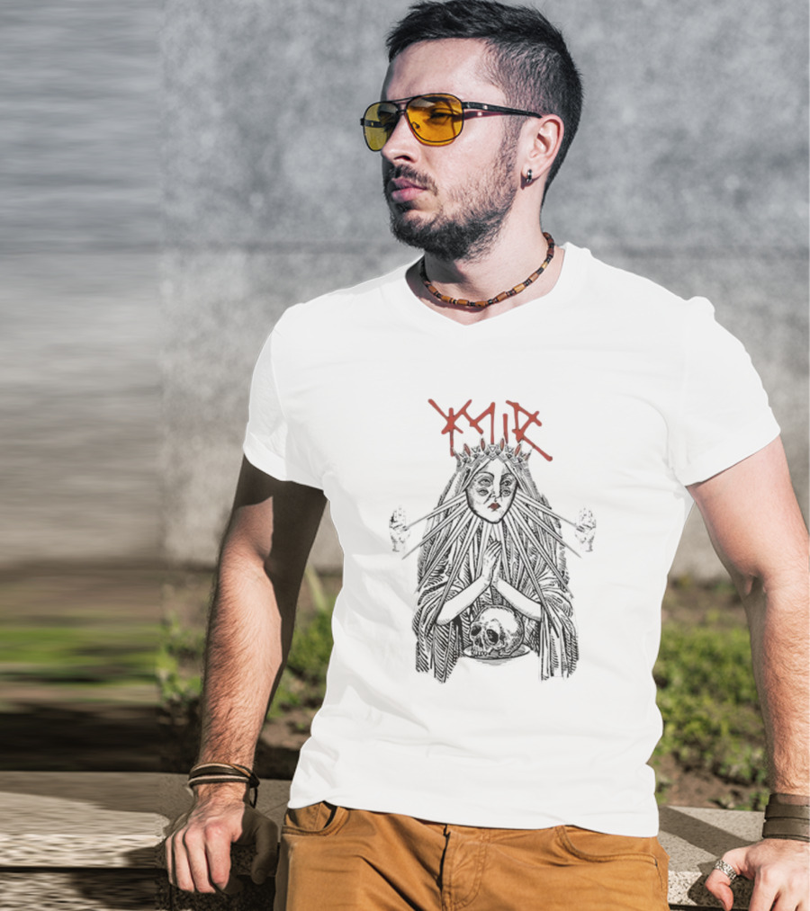 YMIR Fatal Faith Crowned Figure With Skull And Radiating Hands T-Shirt