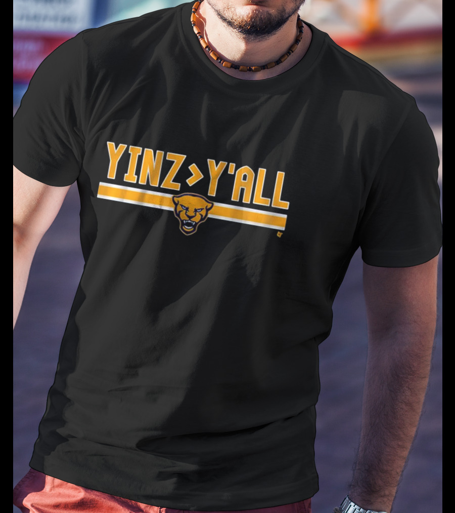 Pitt Football Yinz Greater Than Y’All Panther Face Emblem T-Shirt
