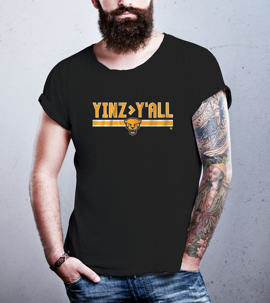 Pitt Football Yinz Greater Than Y’All Panther Face Emblem T-Shirt