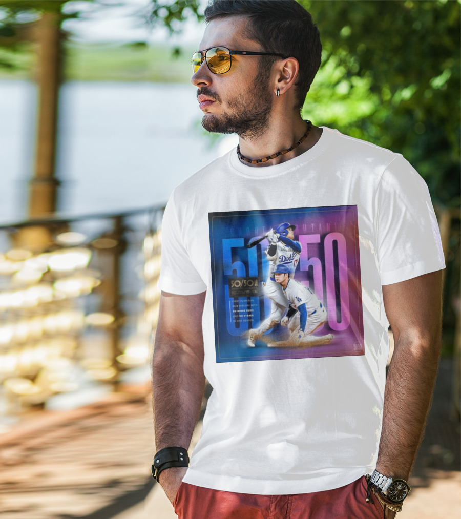 Shohei Ohtani 50/50 First Player MLB History 50 Home Runs And Steals Dodgers T-Shirt