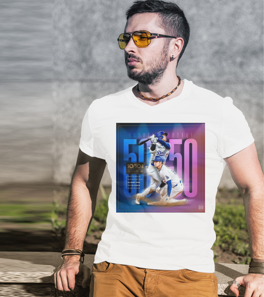 Shohei Ohtani 50/50 First Player MLB History 50 Home Runs And Steals Dodgers T-Shirt