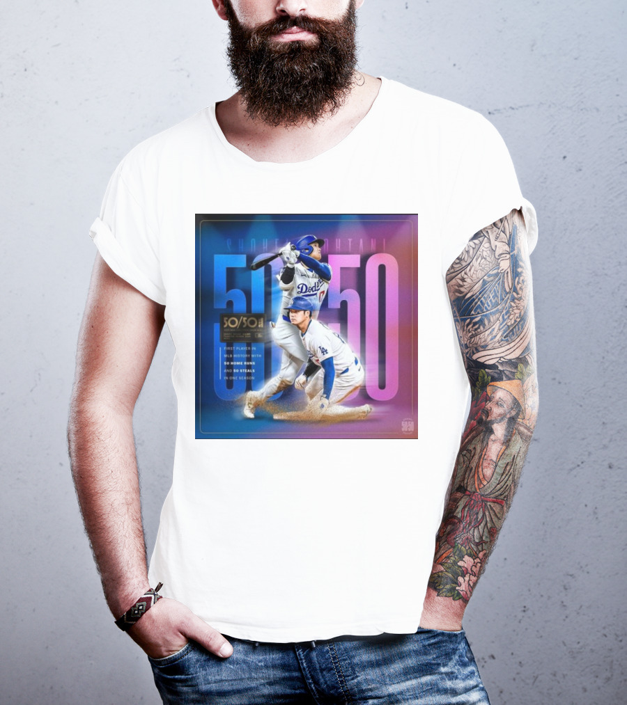 Shohei Ohtani 50/50 First Player MLB History 50 Home Runs And Steals Dodgers T-Shirt