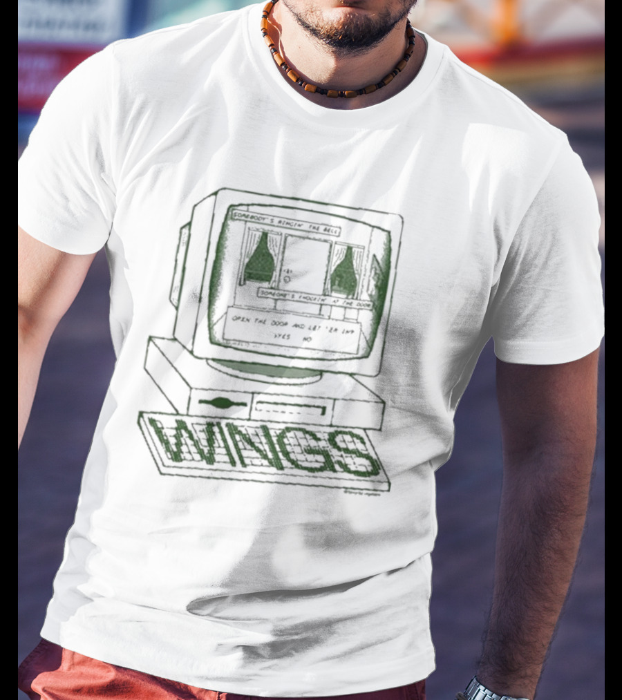 Somebody’s Ringin’ The Bell Someone’s Knockin’ At The Door Open The Door And Let ‘Em In Wings Retro Computer T-Shirt