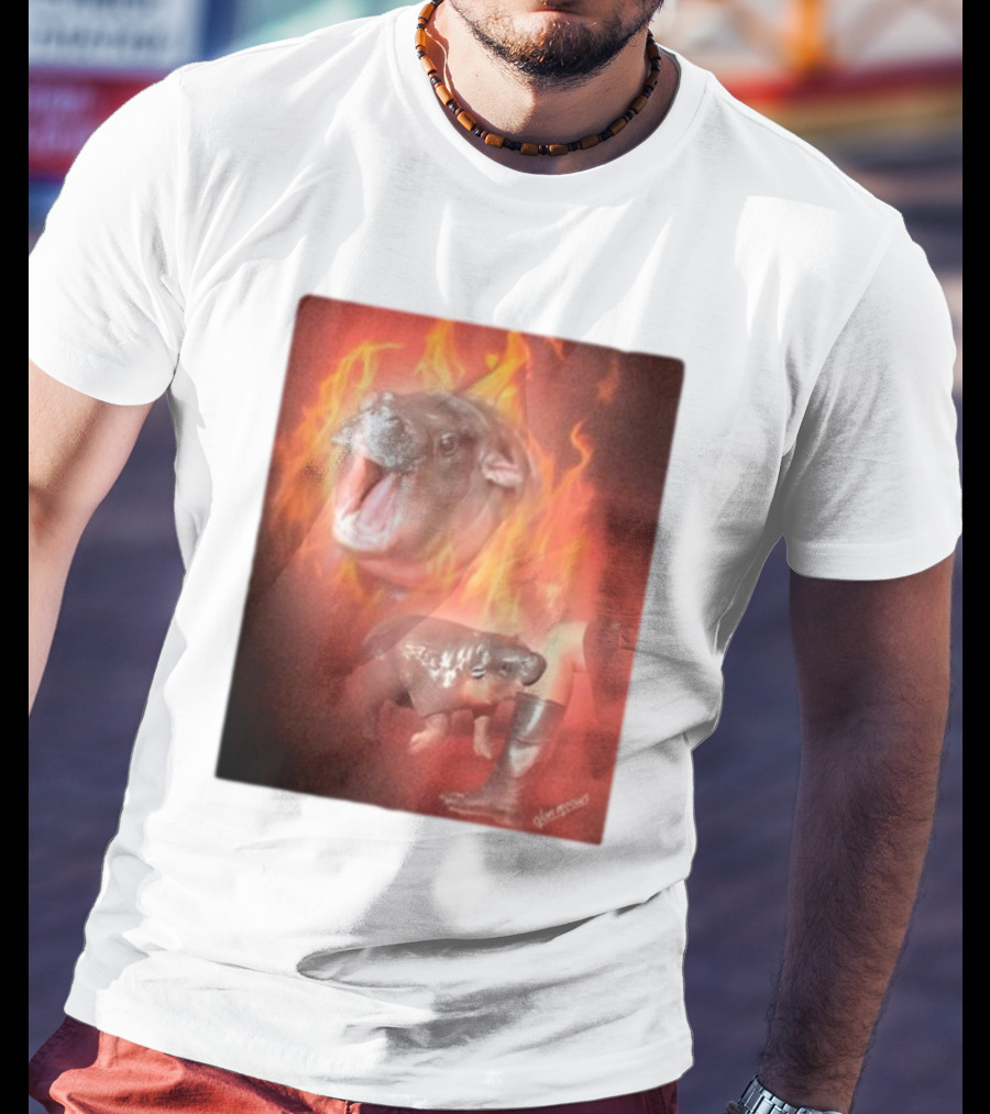 Twaniimals Moo Deng Mood Hippos On Fire T-Shirt