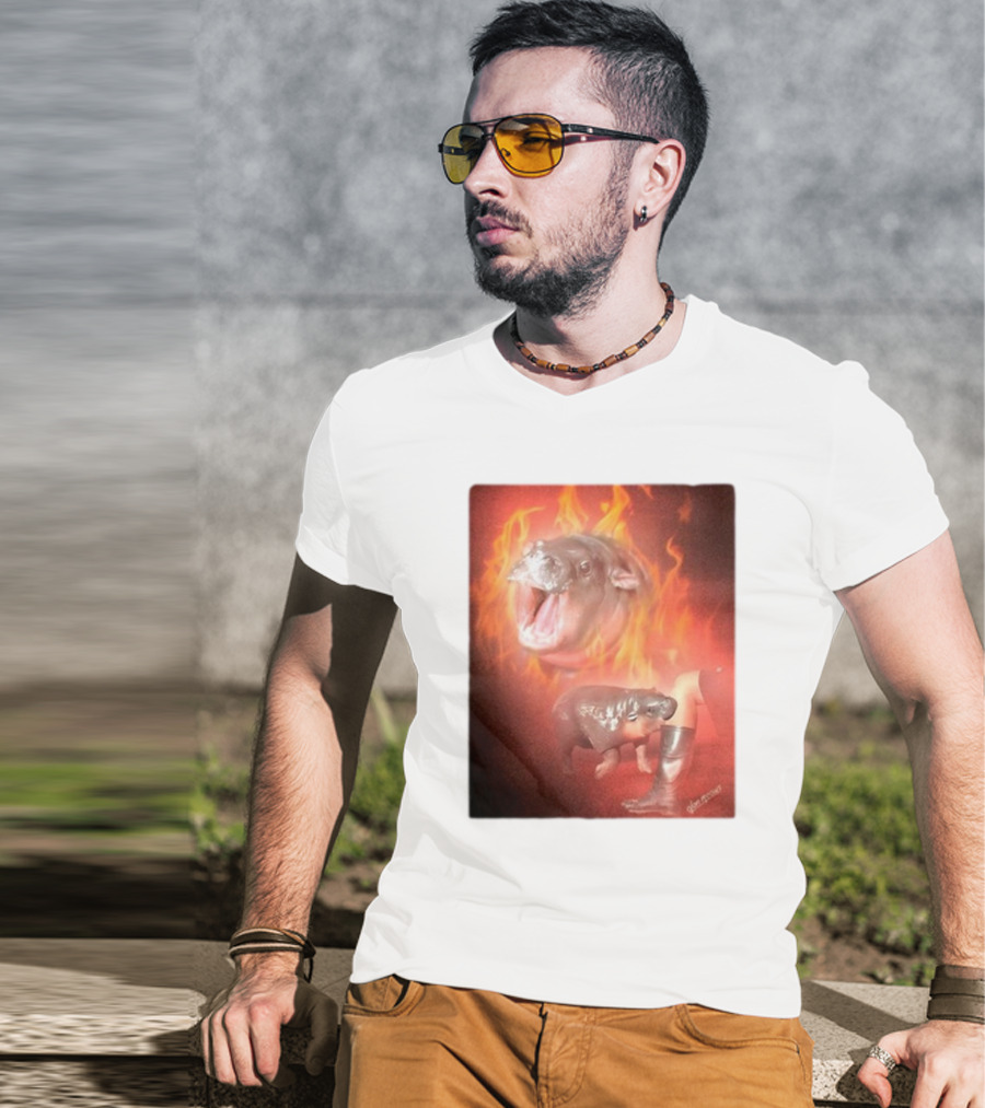 Twaniimals Moo Deng Mood Hippos On Fire T-Shirt