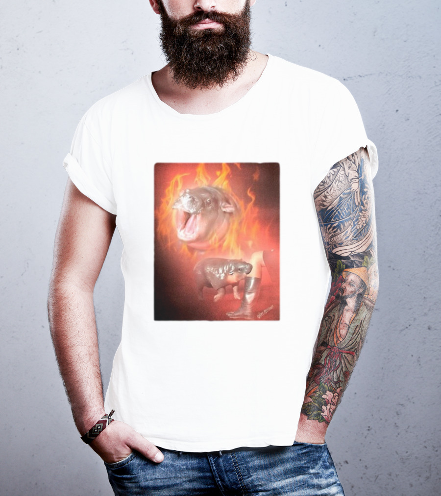 Twaniimals Moo Deng Mood Hippos On Fire T-Shirt