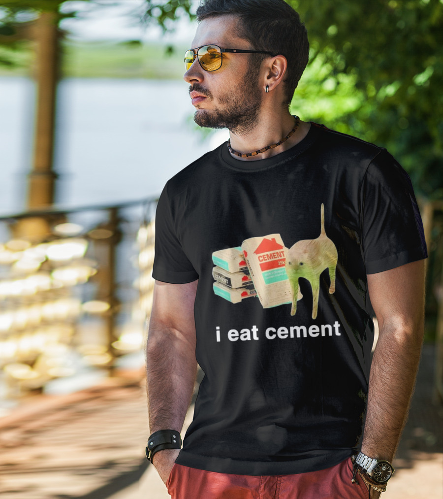 I Eat Cement Cursed Cat With Cement Bags T-Shirt