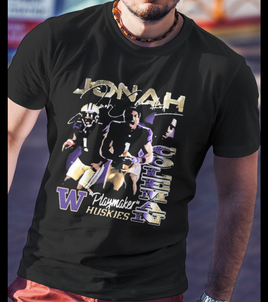 Jonah Coleman Washington Huskies Playmaker 90s Retro Signature W Huskies T-Shirt