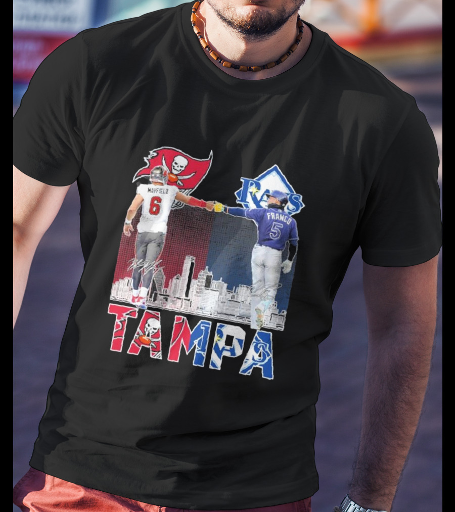 Mayfield 6 Buccaneers Franco 5 Rays Tampa City Collaboration T-Shirt