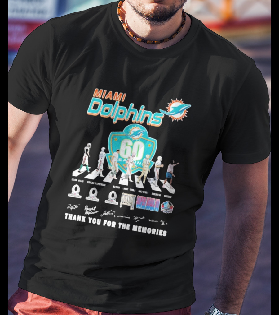 Miami Dolphins 60 Seasons Thank You For The Memories T-Shirt