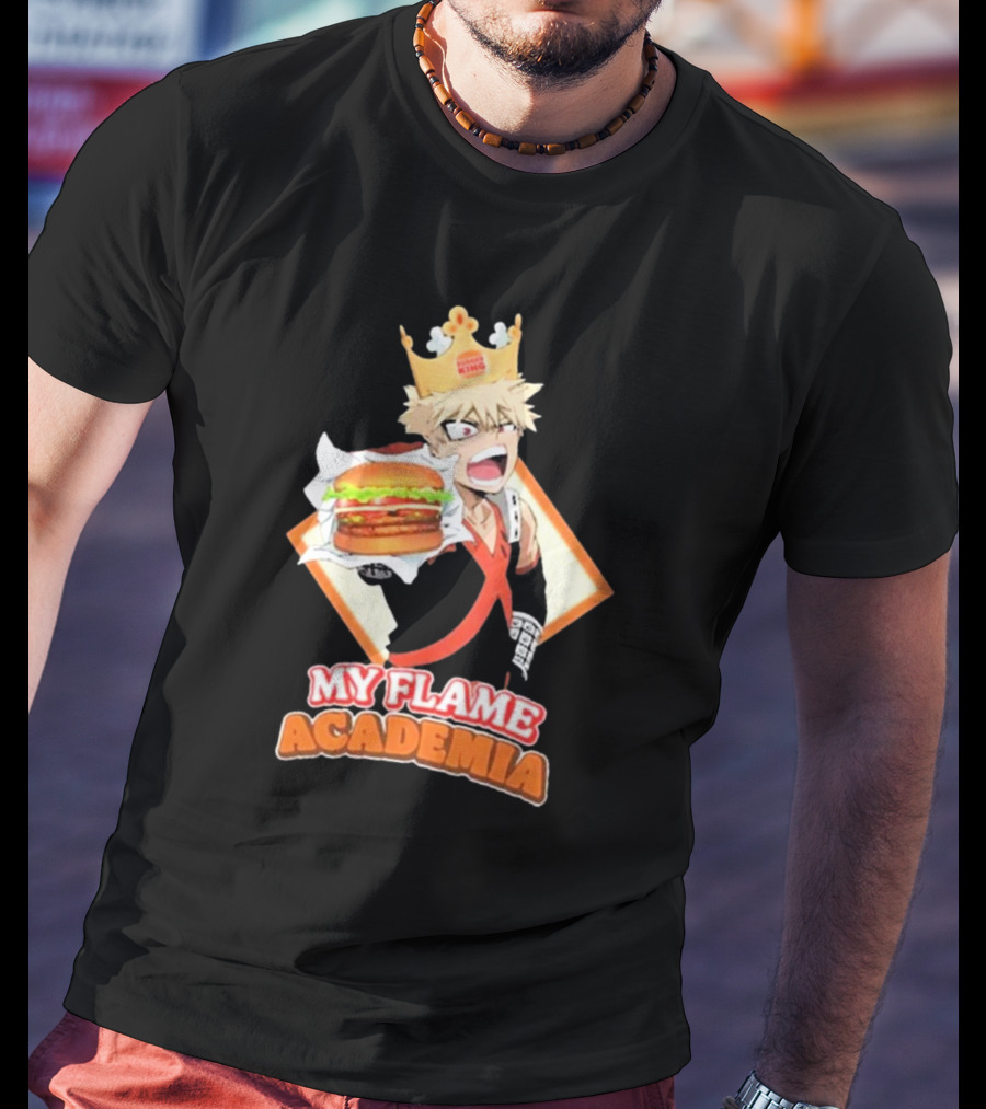 Bakugou Burger King My Flame Academia Jumbo Burger Crown Fusion T-Shirt
