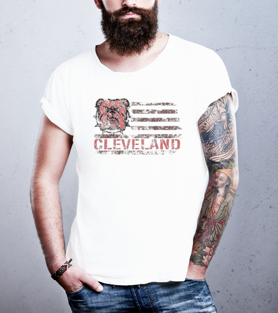 Cleveland Ohio Retro Vintage Classic Patriotic Bulldog Flag T-Shirt