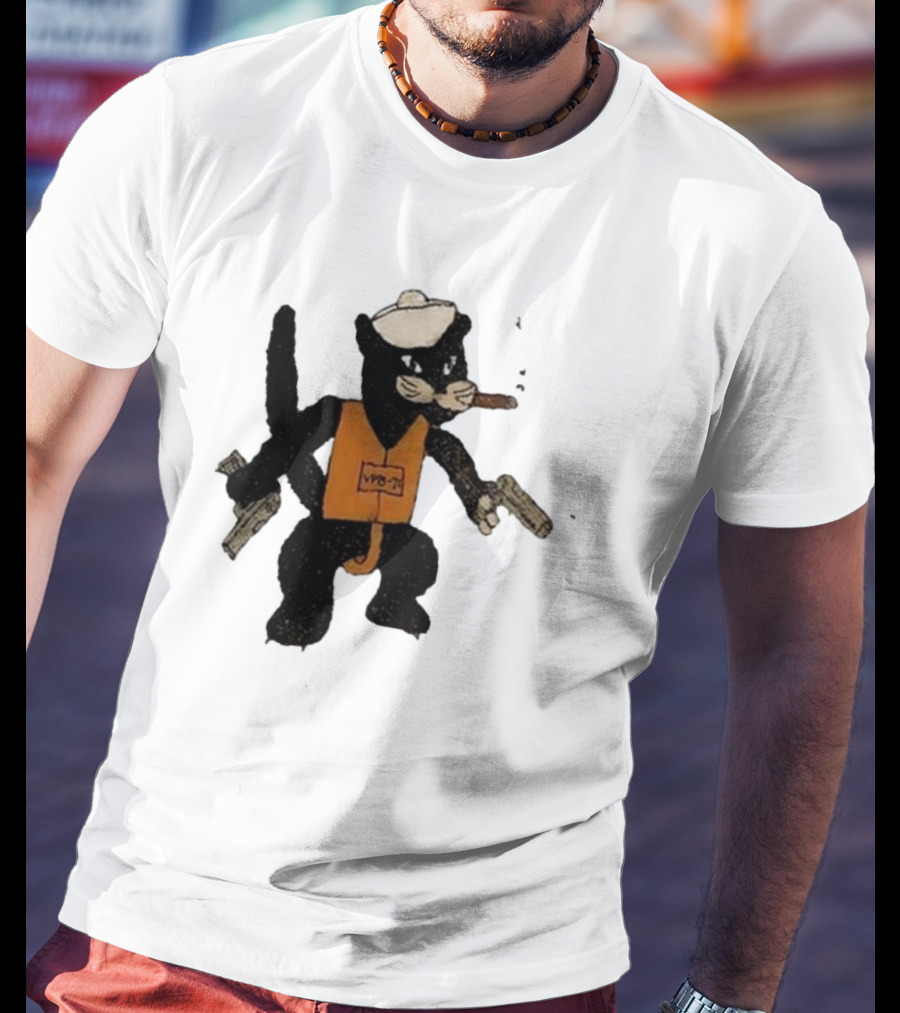 Dylan Cease's Cat Patrol Squadron VPB-71 Vintage Cartoon Panther With Guns And Cigar T-Shirt