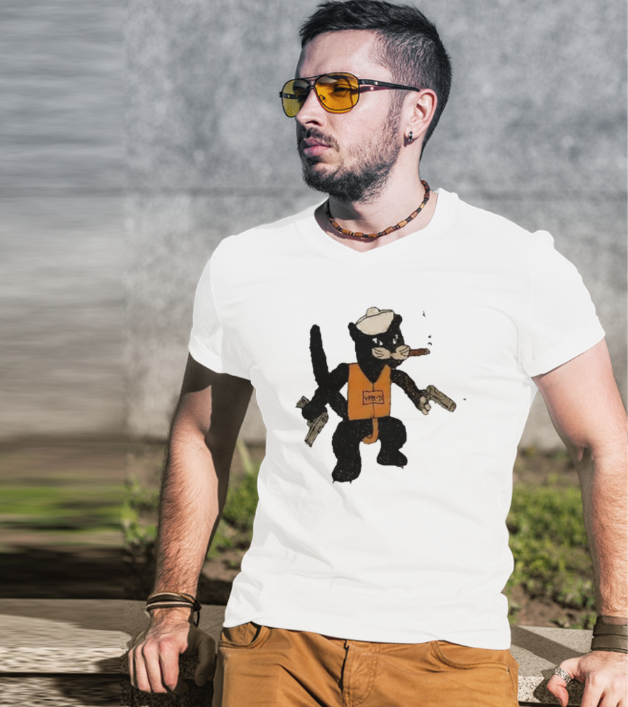 Dylan Cease's Cat Patrol Squadron VPB-71 Vintage Cartoon Panther With Guns And Cigar T-Shirt