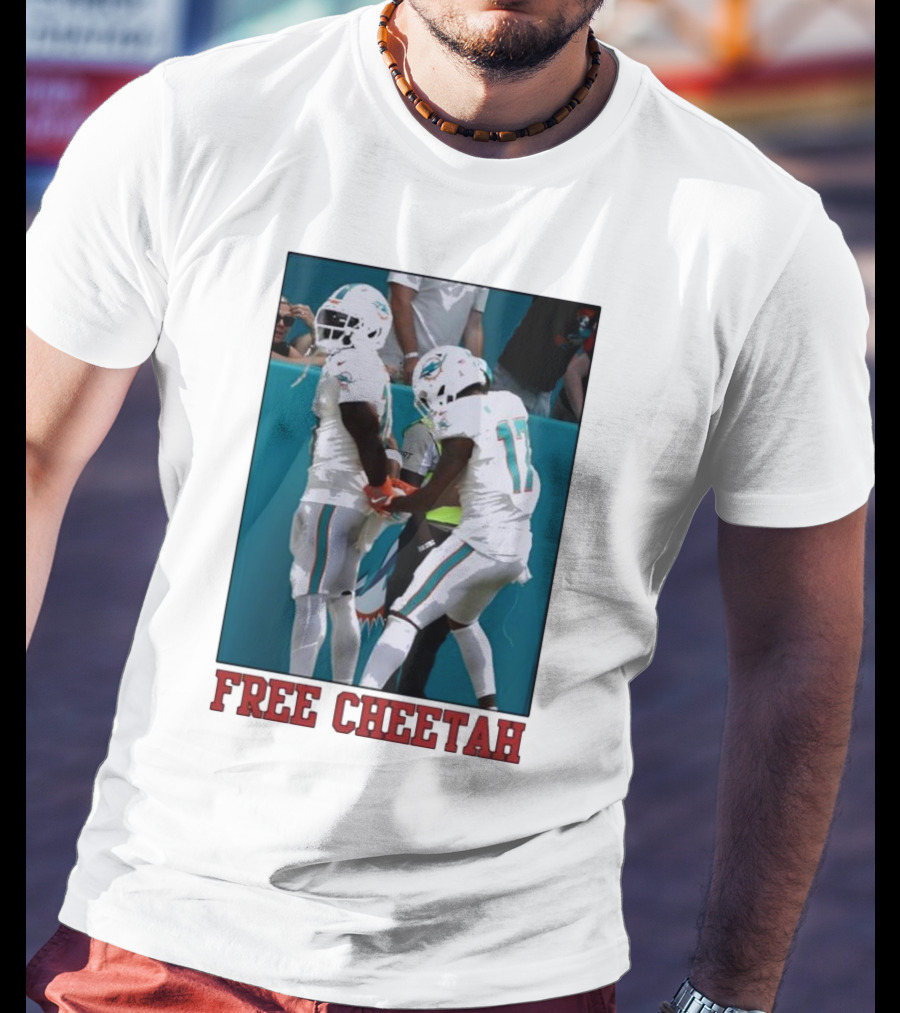 Free Cheetah Miami Dolphins Football Players T-Shirt
