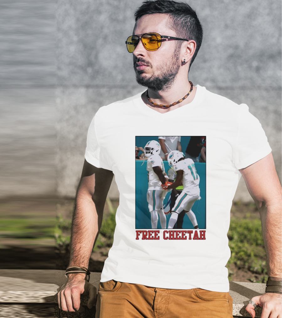 Free Cheetah Miami Dolphins Football Players T-Shirt