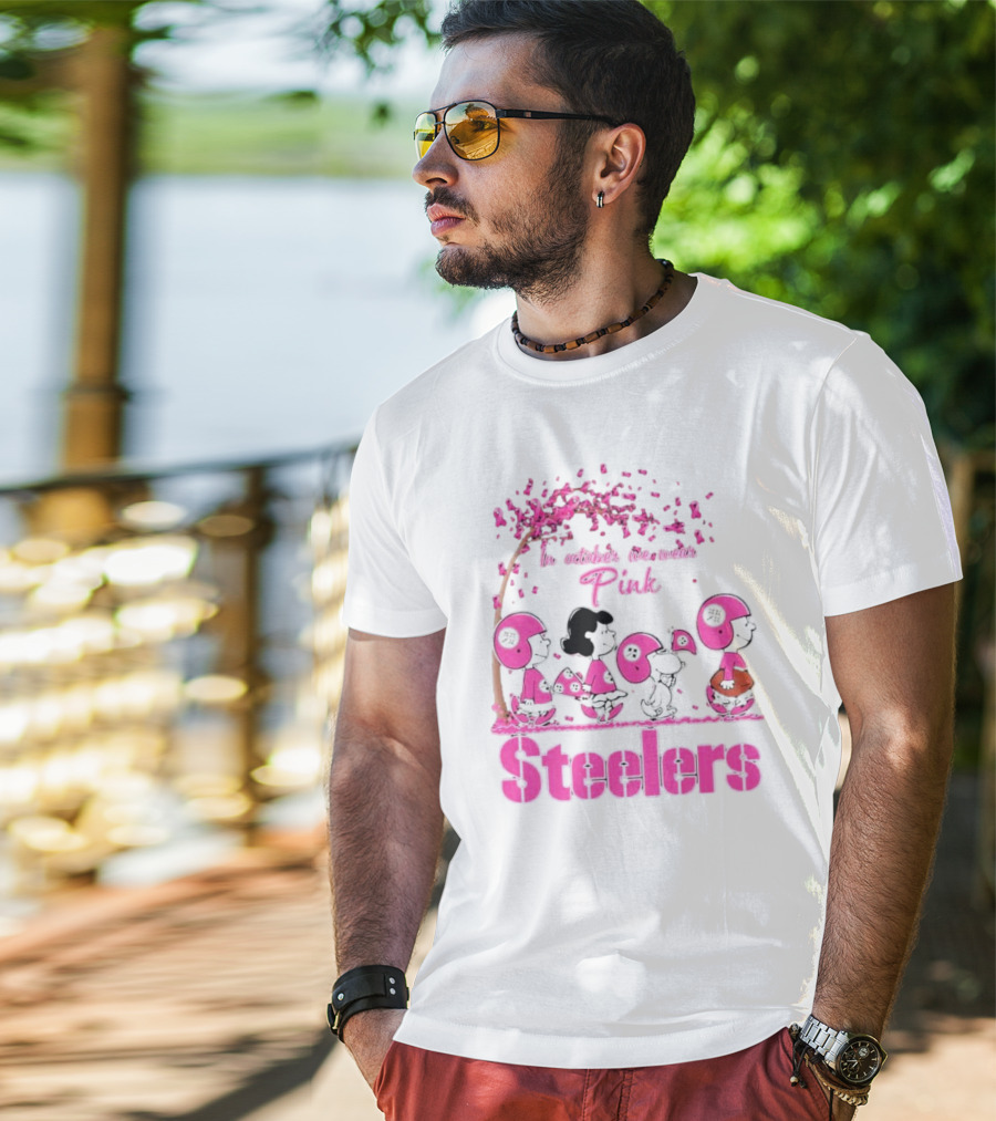 In October We Wear Pink Snoopy Steelers Breast Cancer Awareness T-Shirt