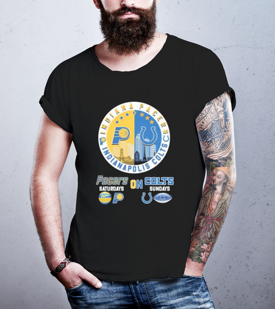 Indiana Pacers Indianapolis Colts Saturdays Pacers On Sundays Colts T-Shirt