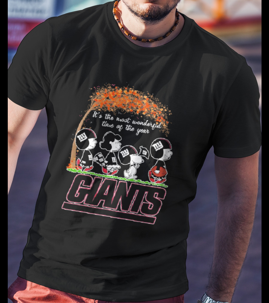 It’s The Most Wonderful Time Of The Year Giants New York Football Fans Peanuts Characters Autumn Tree T-Shirt