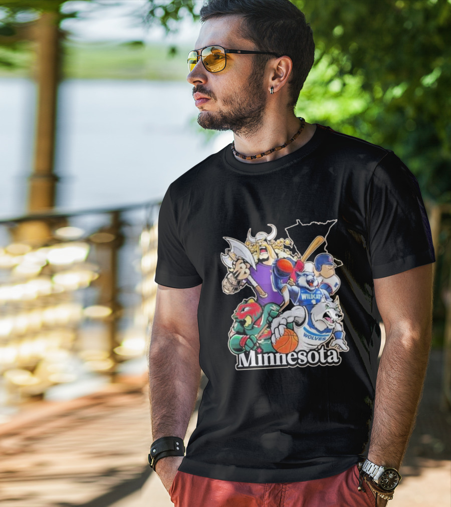 Minnesota Vikings Wildcat Wolves Sports Teams Mascots Vintage T-Shirt